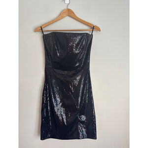 Twenty Cluny Strapless Sequins Mini Party Dress Women's Size 8 Black Sequin
